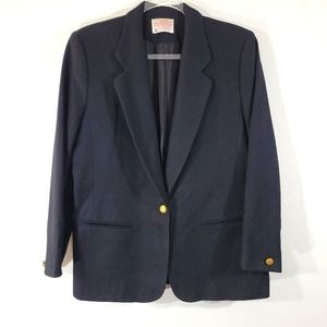 PENDLETON black virgin wool petite office career interview blazer with pockets